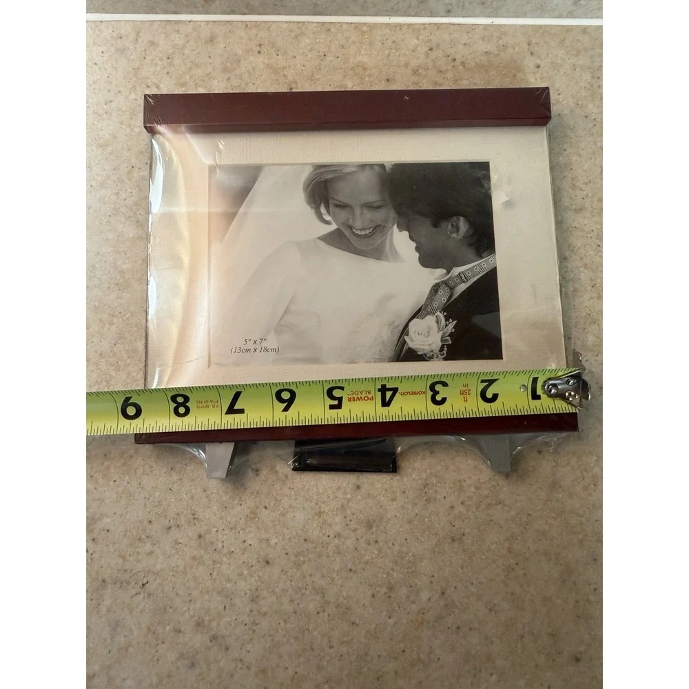 New 5x7 Wood Picture Frame Burgundy Cream Tabletop Photo Frame Sealed NOS